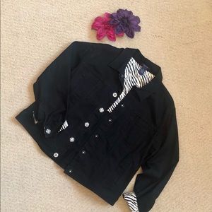 NWT W Westbound black/zebra demim jacket w bling buttons, 18